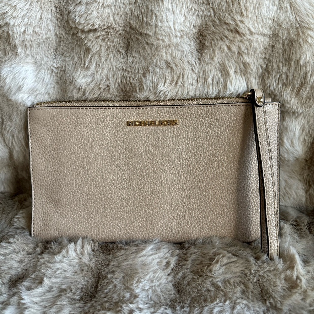 Michael Kors Beige Wristlet Clutch